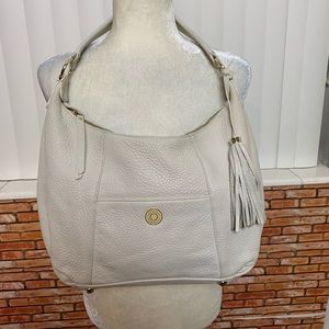 ISAAC MIZRAHI | cream leather hobo purse